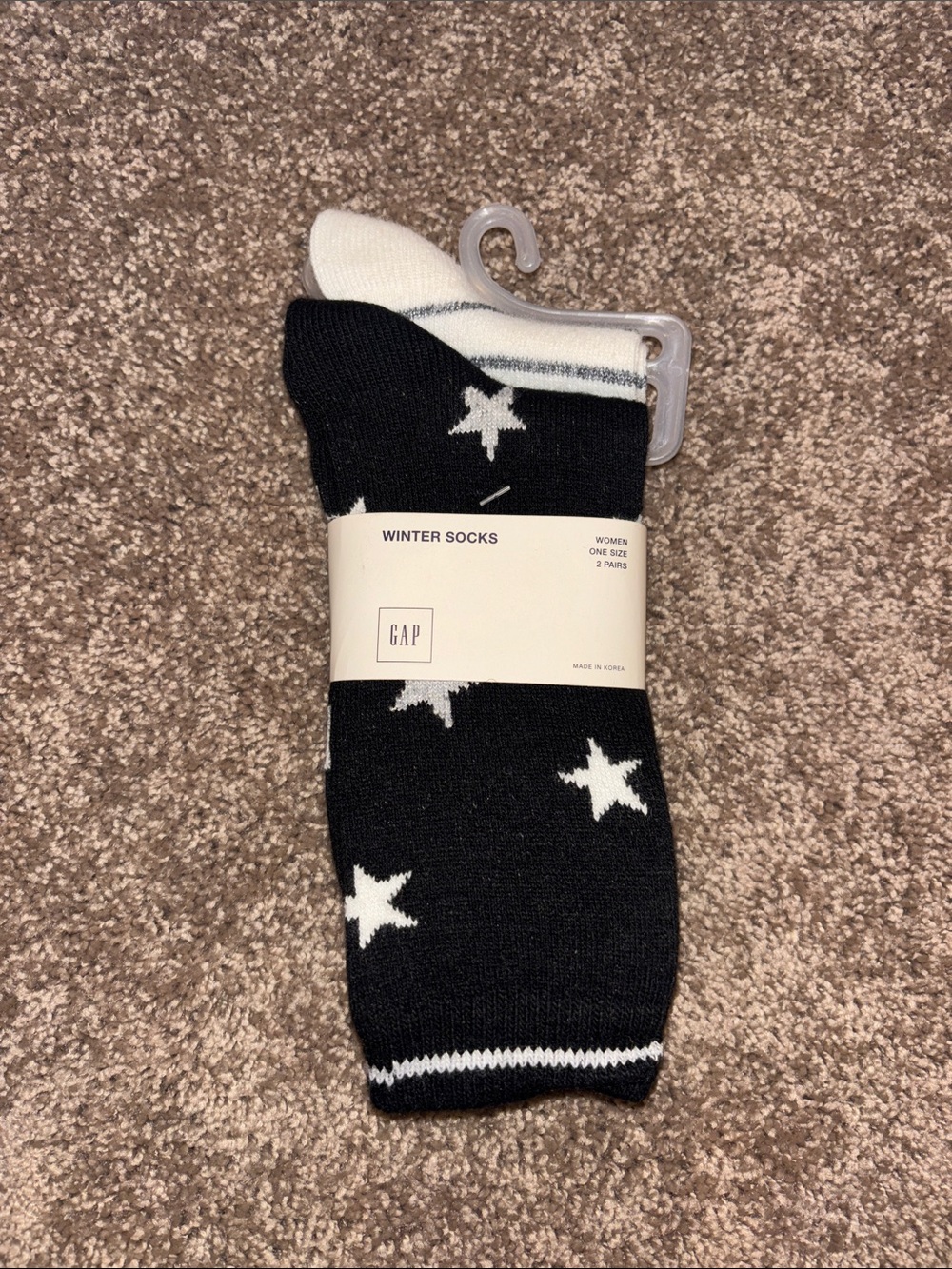 GAP Black & White Star Pattern Winter Socks - 2 Pack